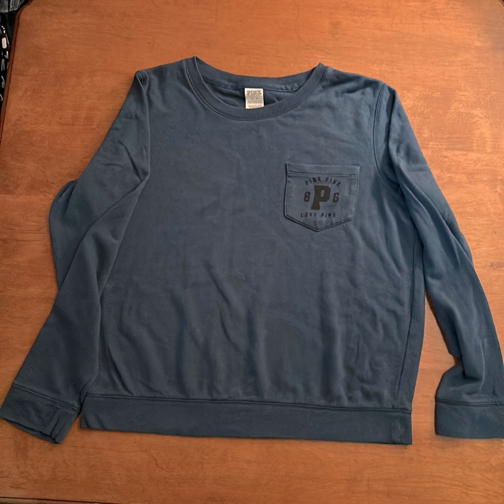 Pink by VS crew neck lightweight sweatshirt a different blue almost teal color